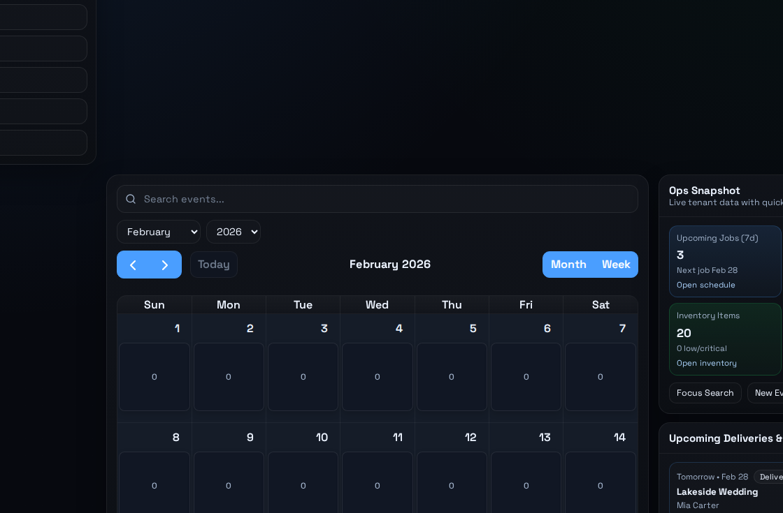 Apex Rental Pro calendar and inventory workflow for rental availability
